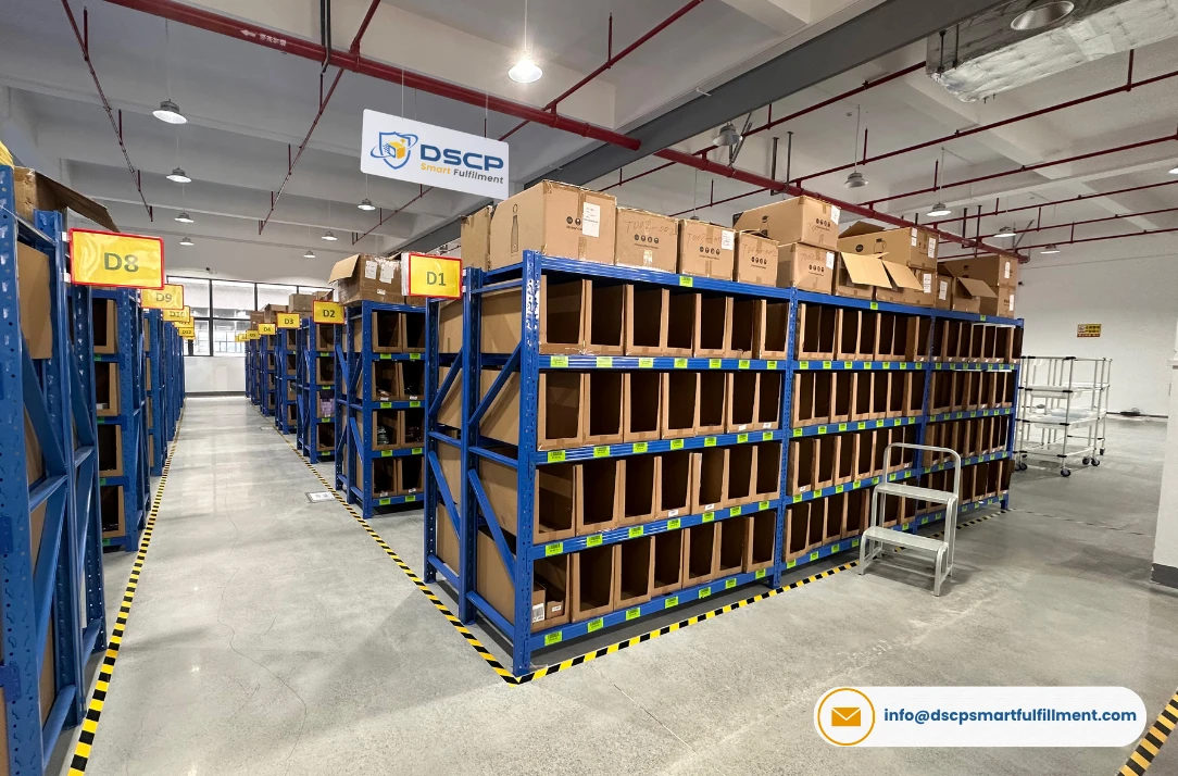Delivery time comparison showing two to four day US warehouse fulfillment against seven to twelve days shipping direct from China
