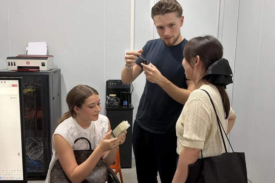 Colin with the DSCP Smart Fulfillment team reviewing personalized products