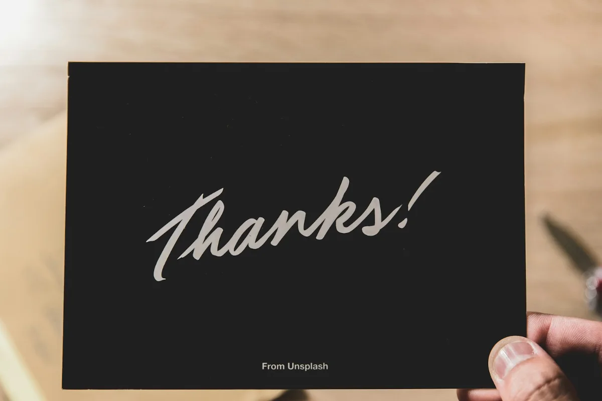 Custom printed thank-you card for branded stationery orders